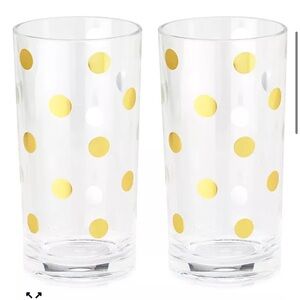 Kate Spade Gold Dots Acrylic Tumblers, New! Set of 2